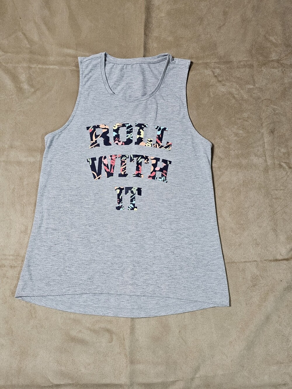 Ricki's Gray Sleeveless Graphic Tank Top - "Roll With It" -xs